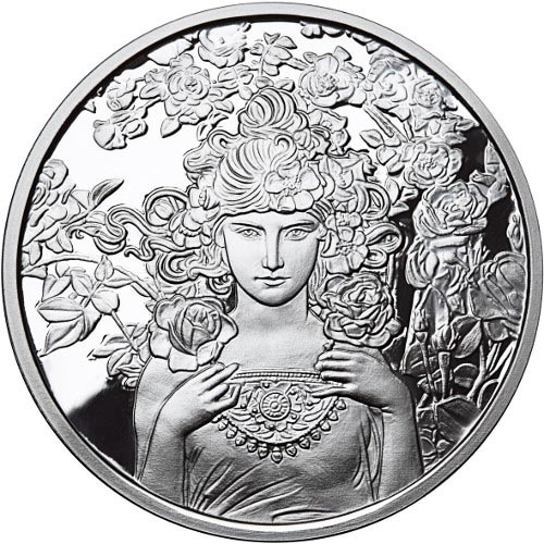Rose - Mucha Collection 1oz .999 Silver Proof Round