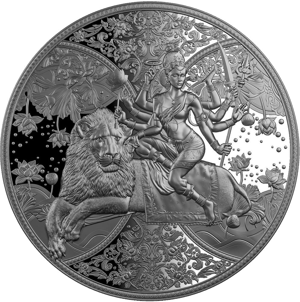 2023 Durga by Le Grand Mint, 1oz 0.9999 Fine Silver High Relief BU