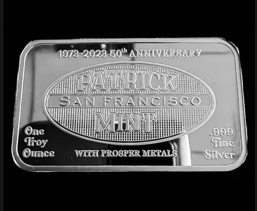 Patrick Mint With Prosper Metals Cable Car 50th Anniversary Bar 1973-2023