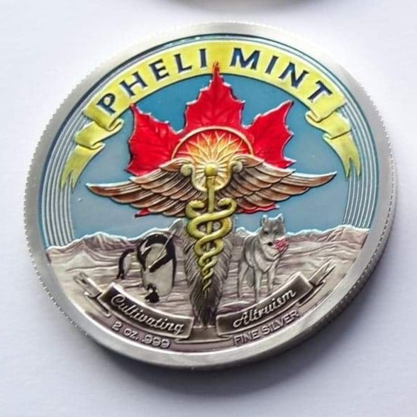 Official Enamelled Logo of Pheli Mint, 2oz .999 Silver