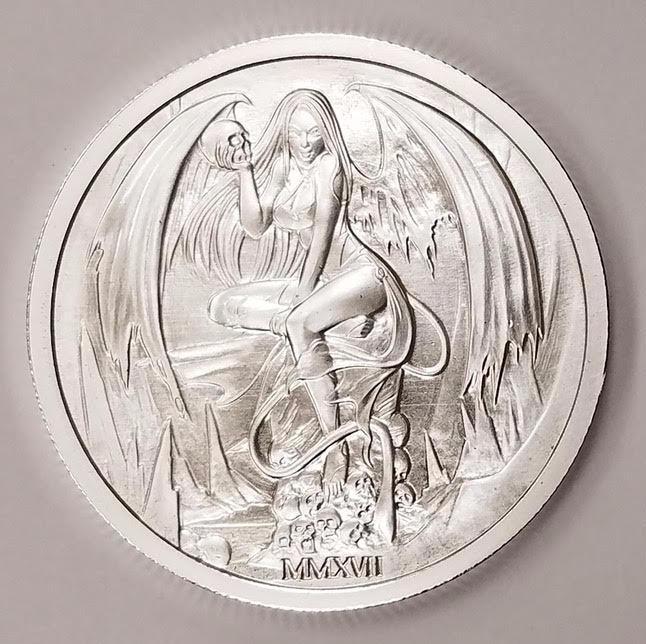 2017 Temptation of the Succubus - BU Finish by Pheli Mint, 2oz .999 Fine Silver Round