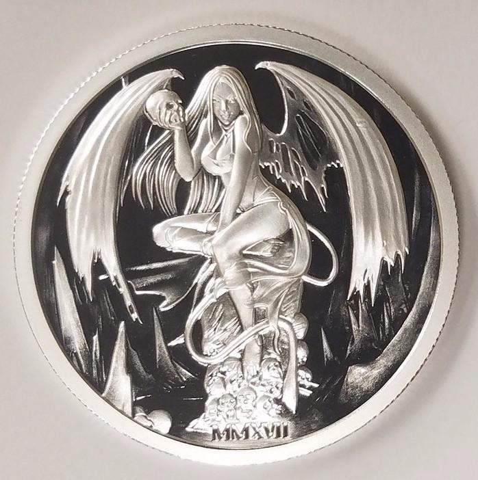 2017 Temptation of the Succubus - Proof Finish by Pheli Mint, 2oz .999 Fine Silver Round