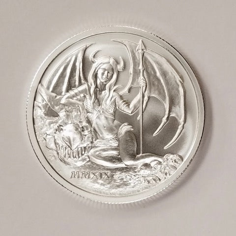 2019 Temptation of the Succubus - BU Finish by Pheli Mint, 2oz .999 Fine Silver Round