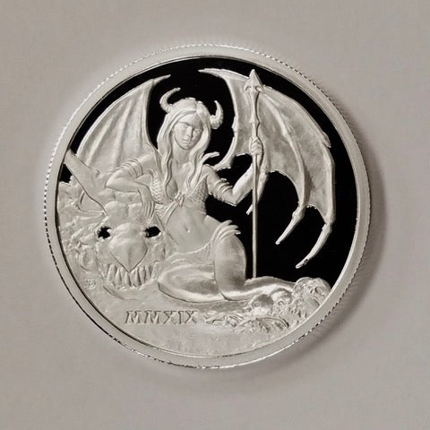 2019 Temptation of the Succubus - Proof Finish by Pheli Mint, 2oz .999 Fine Silver Round