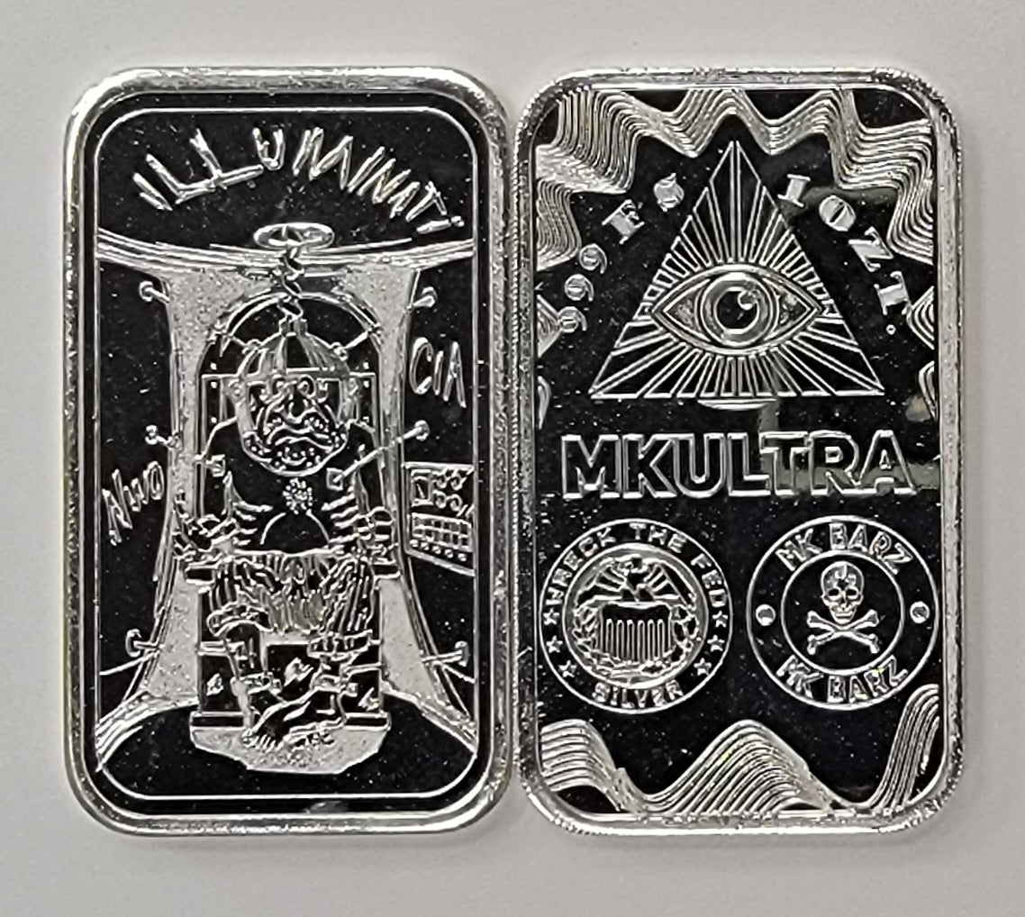 MK ULTRA illuminati 1oz .999 Silver Bar