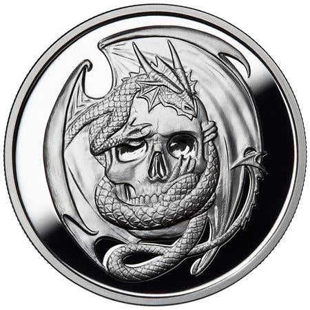 Skull Embrace - Anne Stokes Dragons Collection - 1oz .999 Silver Proof Round