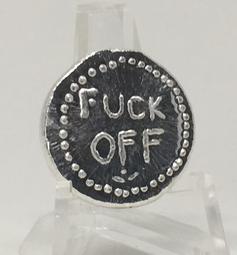F#@% OFF 1/2 oz round by Beaver Bullion, Hand Poured .999 Silver