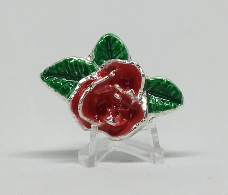 Colour Enamel Rose Flower by Pheli Mint, Hand Poured 3oz, .999 Silver
