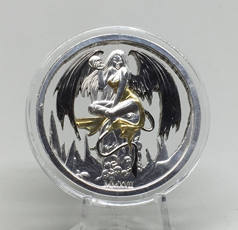 2017 Temptation of the Succubus - Custom Finish by Pheli Mint & Wolosiewicz Art .999 Fine Silver Round