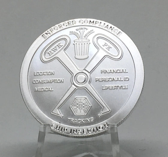 Toxic Series Too #6 Enforced Compliance, BU Finish by Chautauqua Silver Works, 1oz .999 Silver Round.