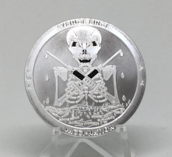 Toxic Series Too #1 Syringe Binge, BU Finish by Chautauqua Silver Works, 1oz .999 Silver Round.