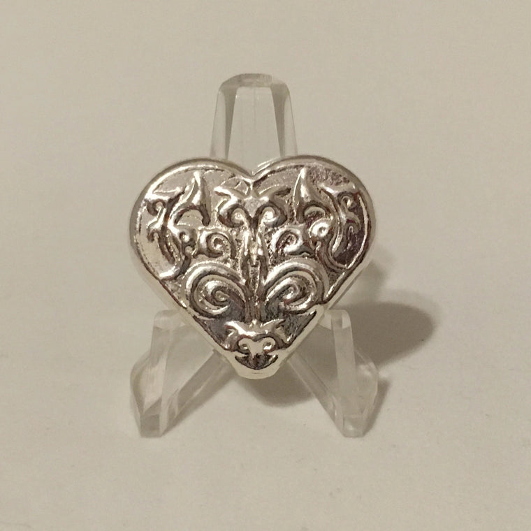 Heart Design, Beaver Bullion Hand Poured 1oz, .999 Silver