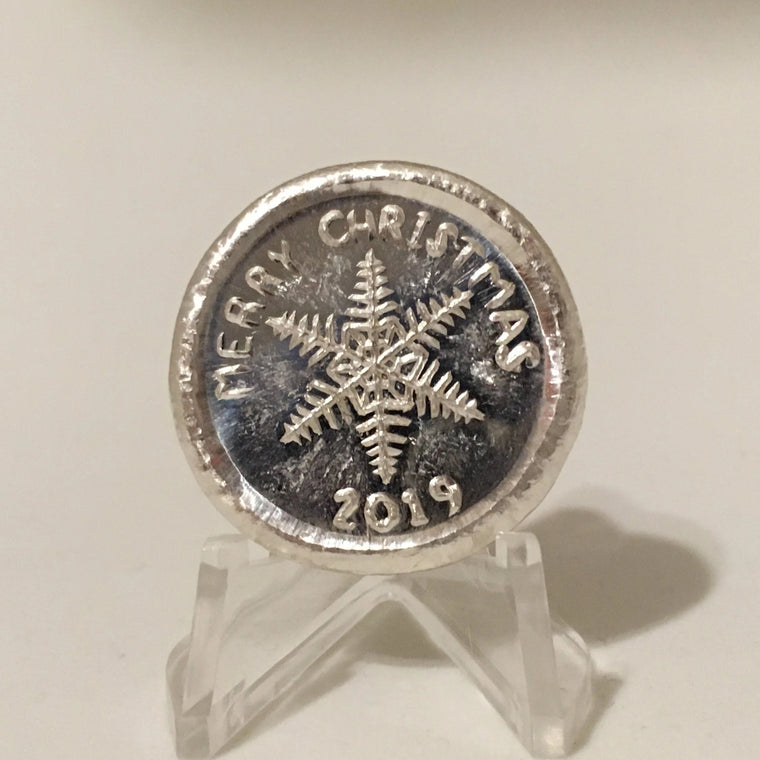2019 Merry Christmas by Beaver Bullion 1oz Hand Poured .999 Silver