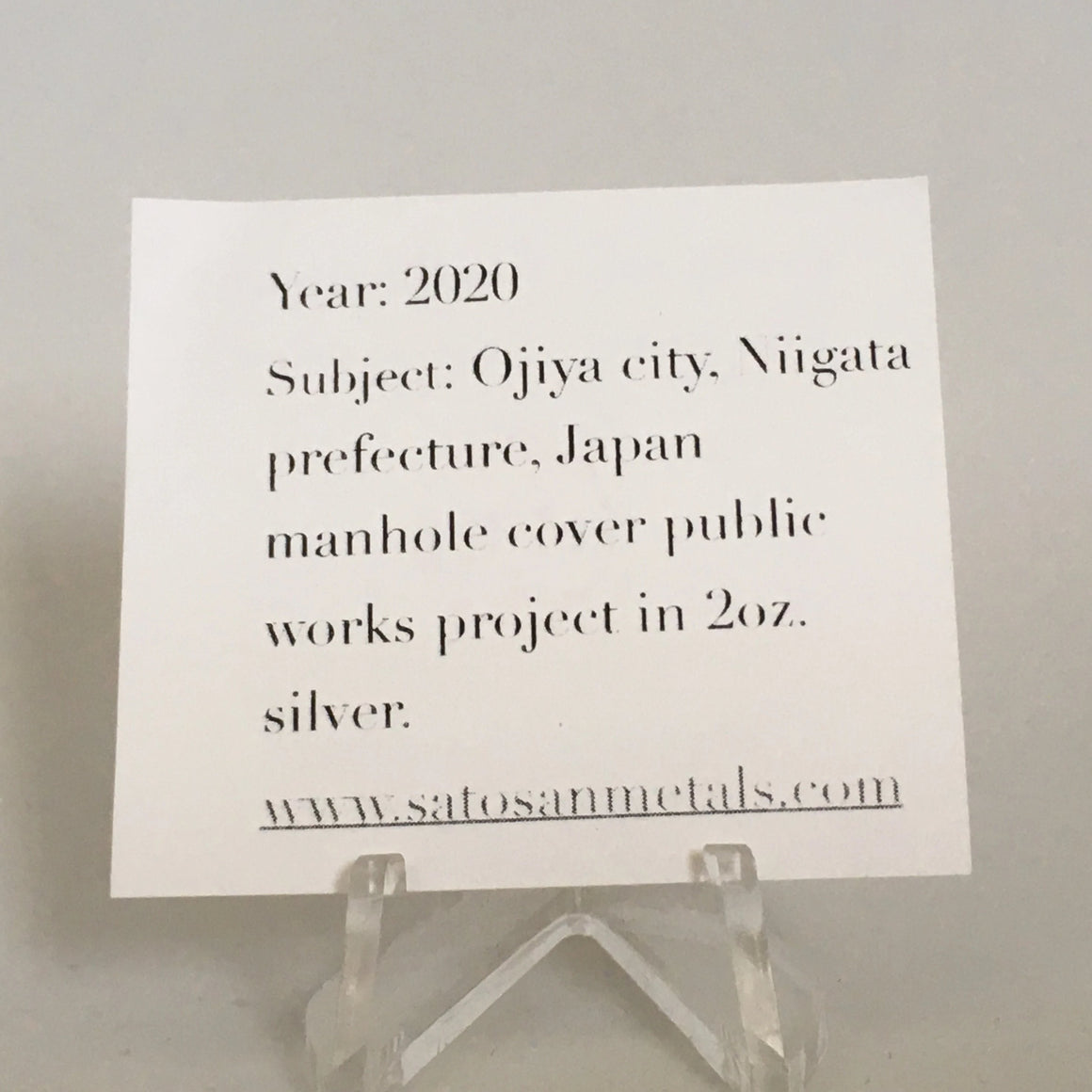 2020 Ojiya-city (First Strike) by Satosan Metals - 2 oz .999 Silver Round