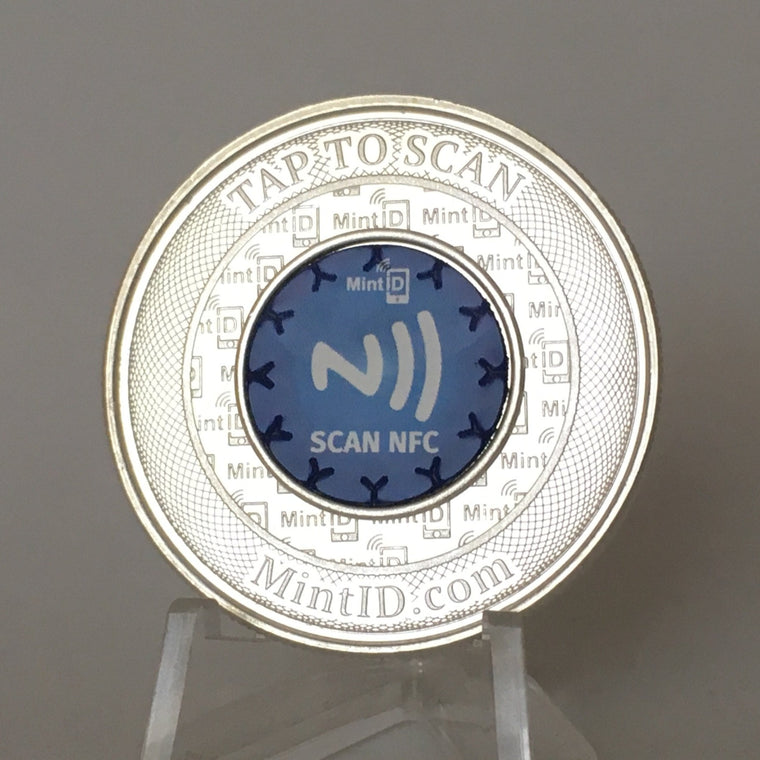 MintID Silver Buffalo GEM BU Round with AES-128 Bit Encrypted NFC Microchip Authentication, 1oz, .999 Silver