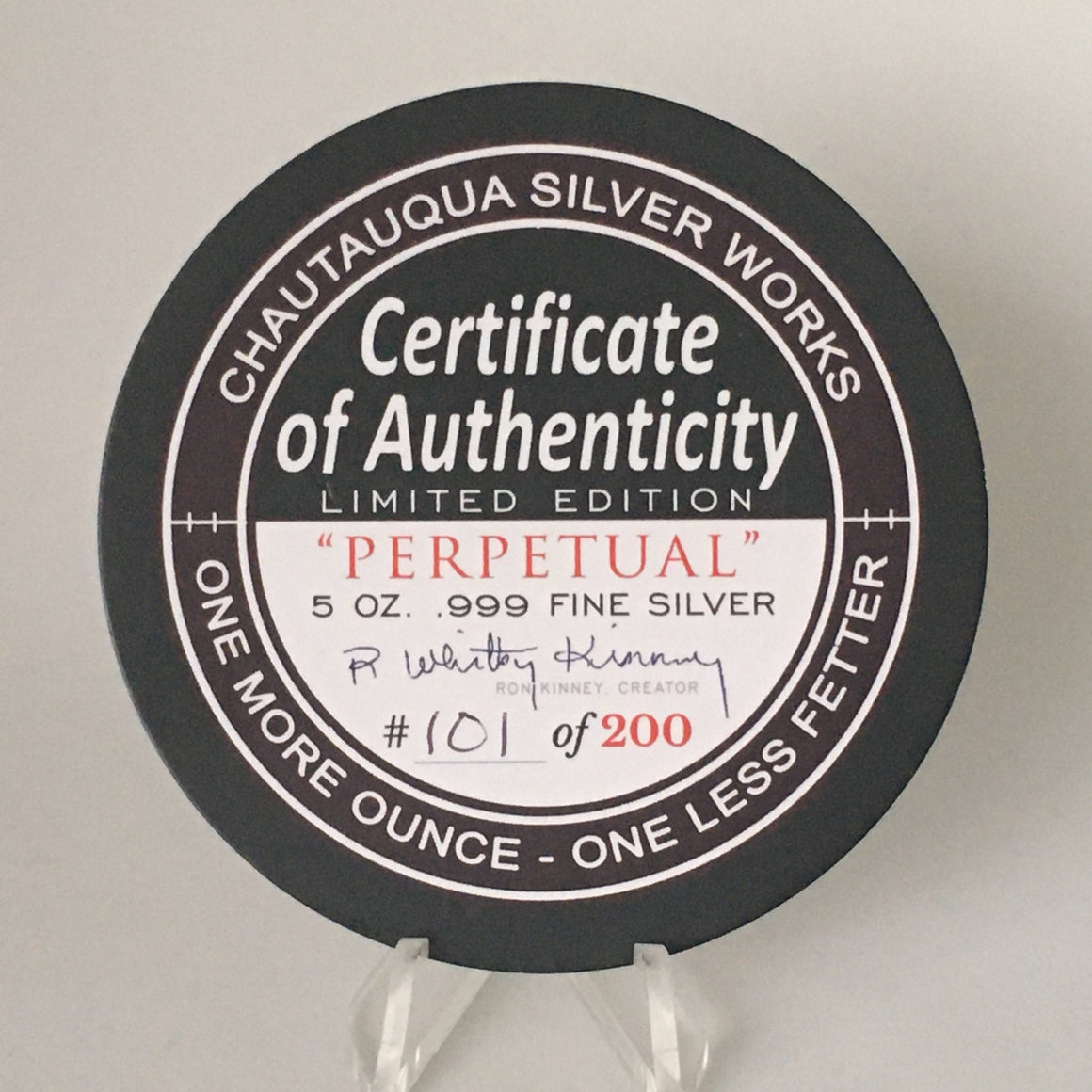 5oz Perpetual by Chautauqua Silver Works, .999 Fine Silver Round