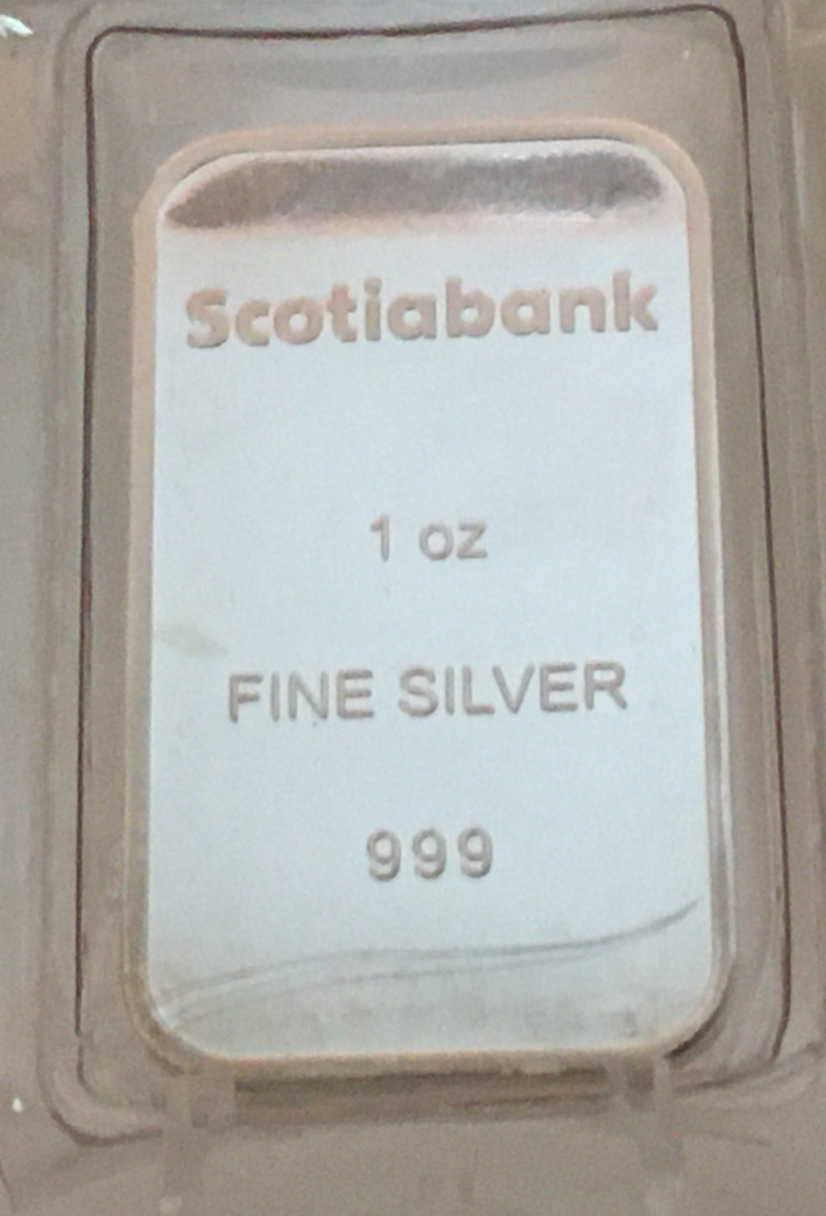 Scotia Bank 1oz, .999 Fine Silver Bar