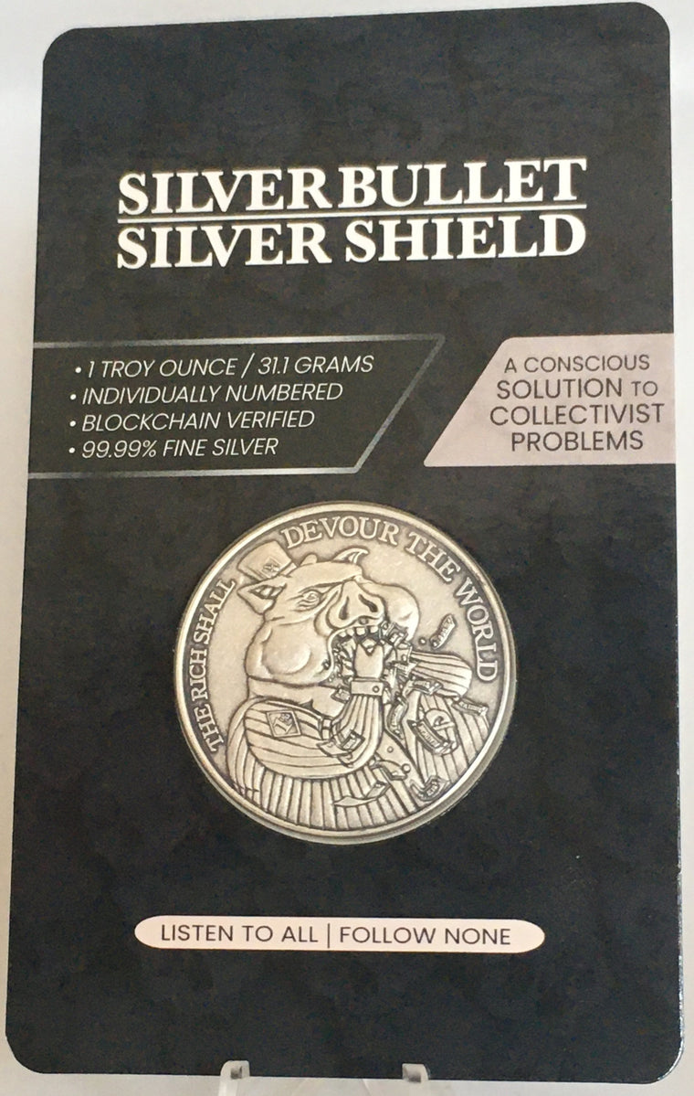 Year of the Pig 1oz .9999 Antique Silver Round by Silver Bullet Silver Shield