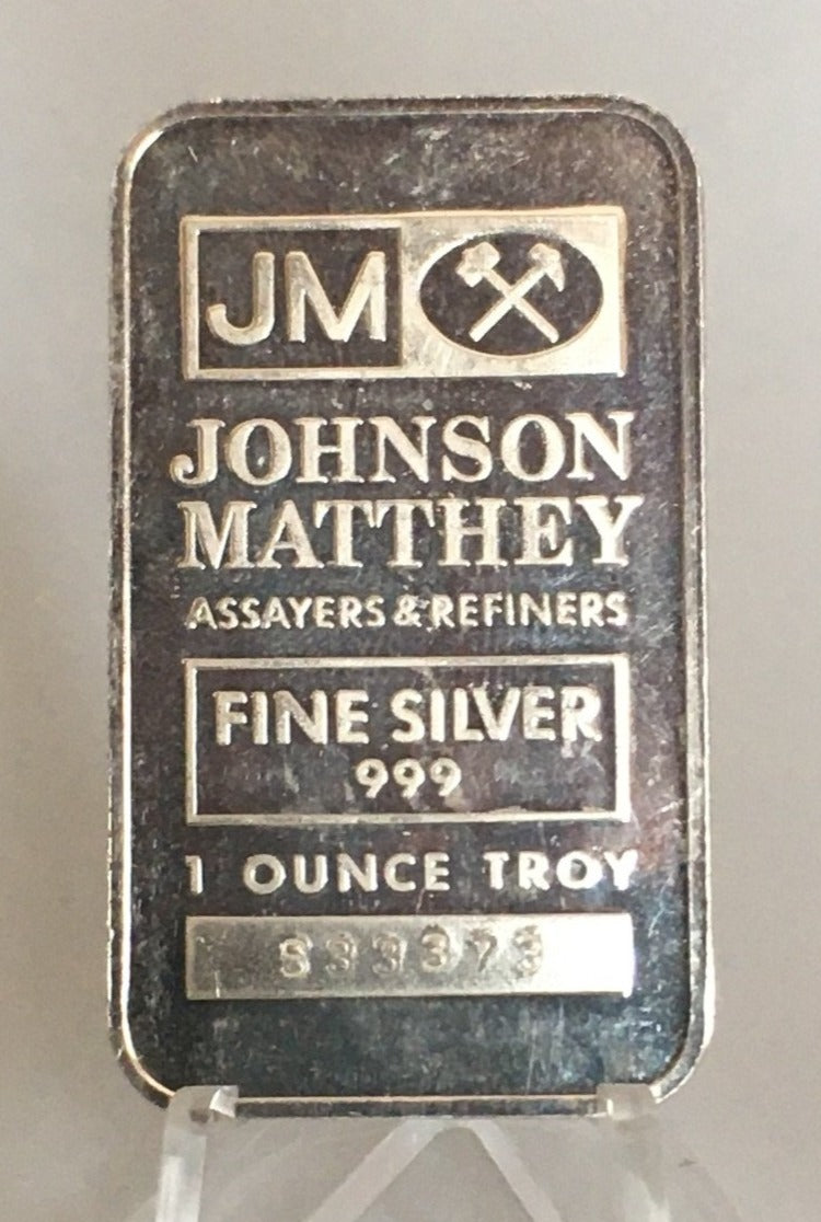 Johnson Matthey Sooter's Bar 1oz, .999 Fine Silver
