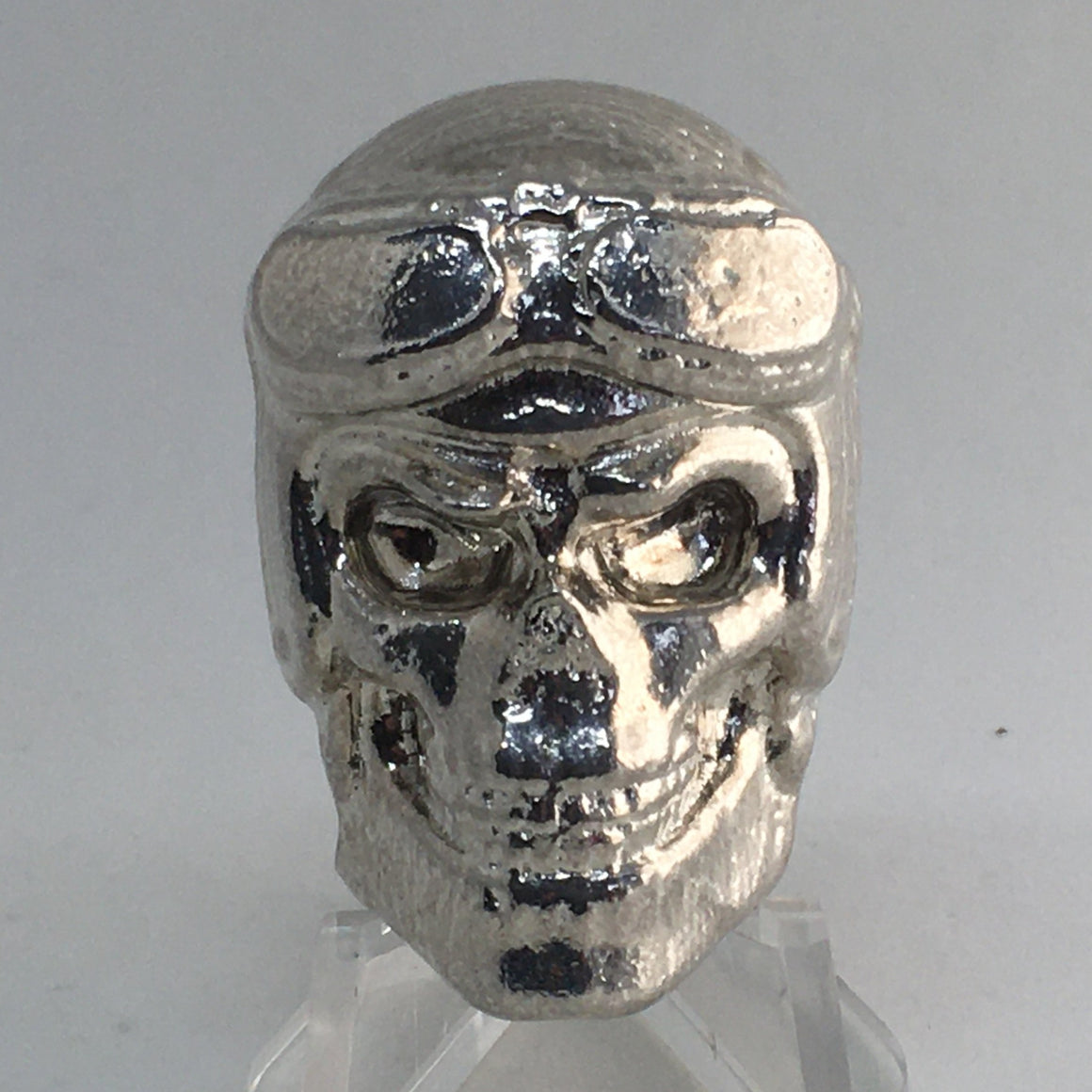 Biker Skull by Tomoko's Enterprize, 3.5oz .999 Fine Silver Hand Poured Art