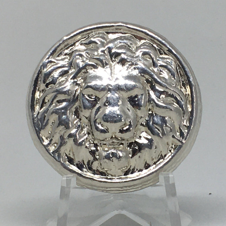 Lion Head Shield by Tomoko's Enterprize, 2.5oz .999 Fine Silver Hand Poured Art