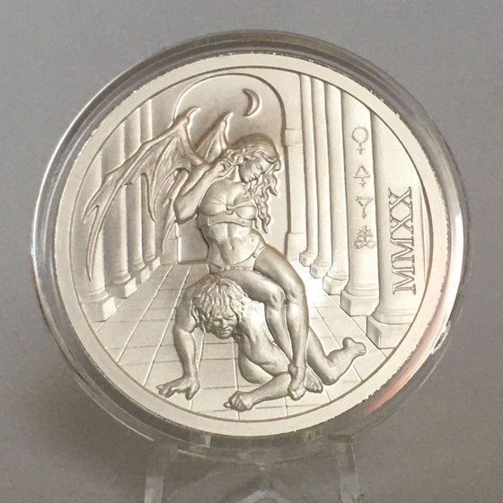 2020 Temptation of the Succubus - BU Finish by Pheli Mint, 2oz .999 Fine Silver Round - PM INC