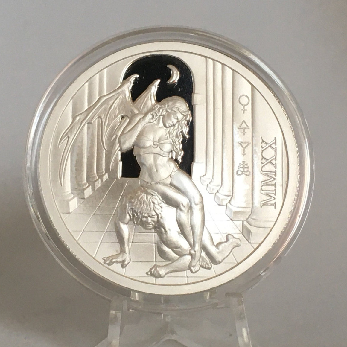 2020 Temptation of the Succubus - Proof Finish by Pheli Mint, 2oz .999 Fine Silver Round