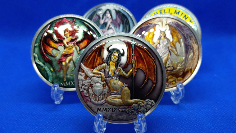 2019 Temptation of the Succubus Color Enamelled 2oz .999 Silver Round