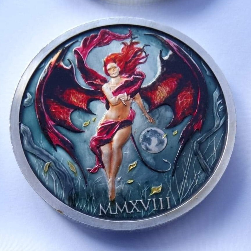 2018 Temptation of the Succubus Color Enamelled 2oz .999 Silver Round