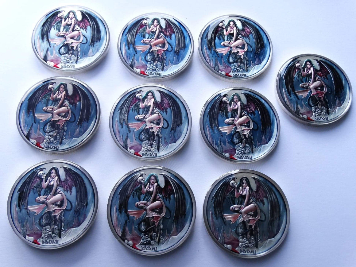 2017 Temptation of the Succubus Color Enamelled 2oz .999 Silver Round