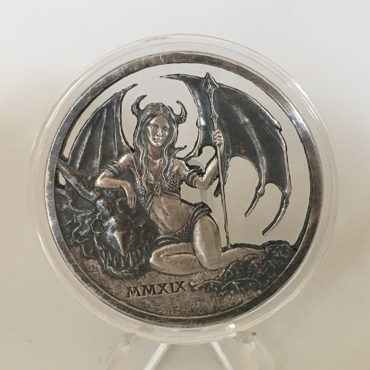 2019 Temptation of the Succubus - Custom Finish by Pheli Mint & Wolosiewicz Art .999 Fine Silver Round