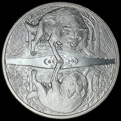 Two Wolves by Pheli Mint., 1oz .999 Fine Silver BU Round - PM INC