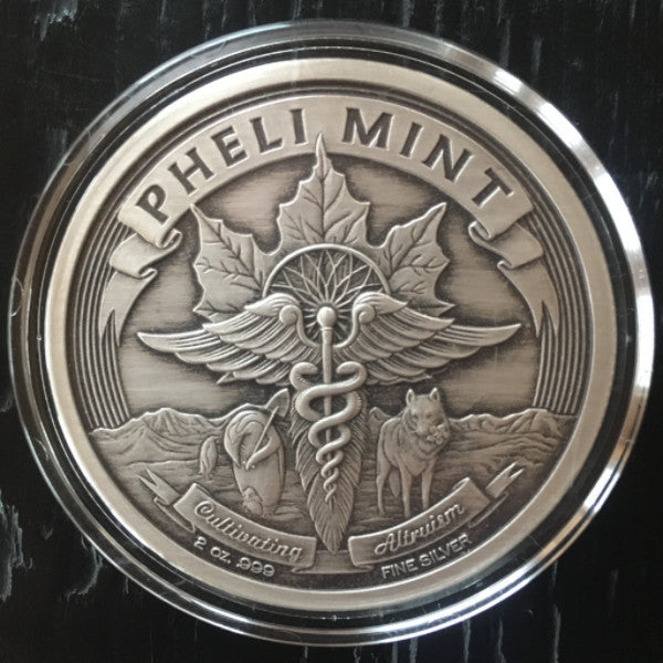 2018 Temptation of the Succubus - Antique Finish by Pheli Mint, 2oz .999 Fine Silver Round