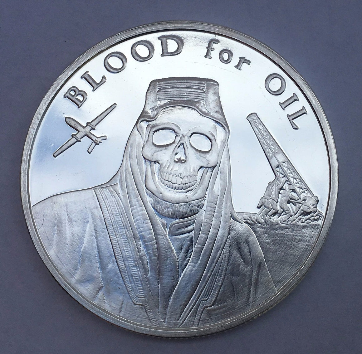 Blood for Oil by Silver Shield, Mini Mintage - BU 1 oz .999 Silver Round