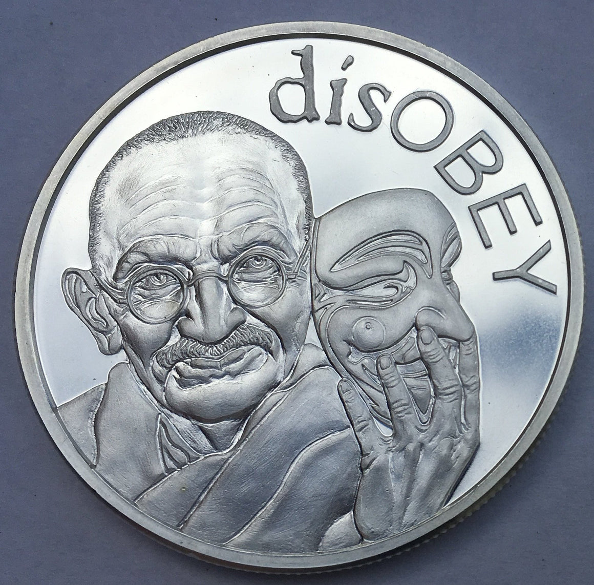 disOBEY Gandhi by Silver Shield, Mini Mintage - BU 1 oz .999 Silver Round
