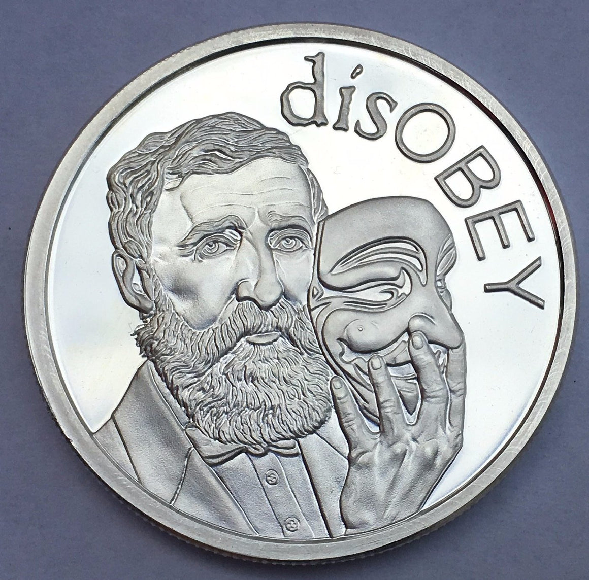 disOBEY Thoreau by Silver Shield, Mini Mintage - BU 1 oz .999 Silver Round