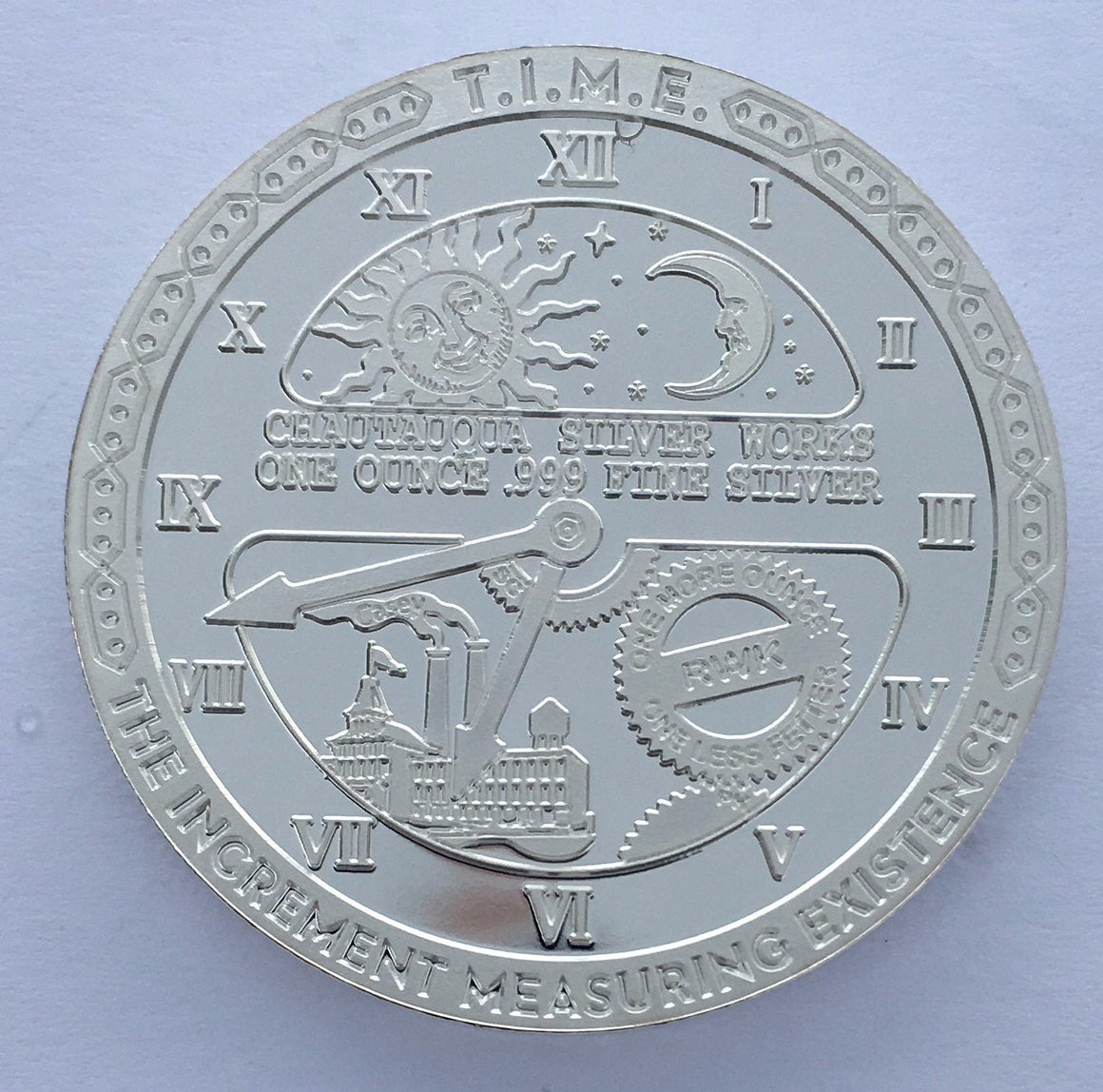 T.I.M.E.- E.M.I.T. - T.I.M.E Series by Chautauqua Silver Works, 1oz .999 Fine Silver Round