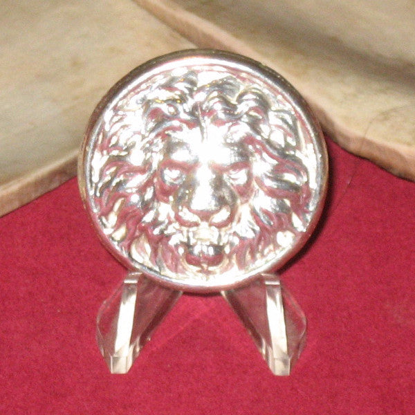 Lion Head Shield by Tomoko's Enterprize, .999 Fine Silver Hand Poured Art