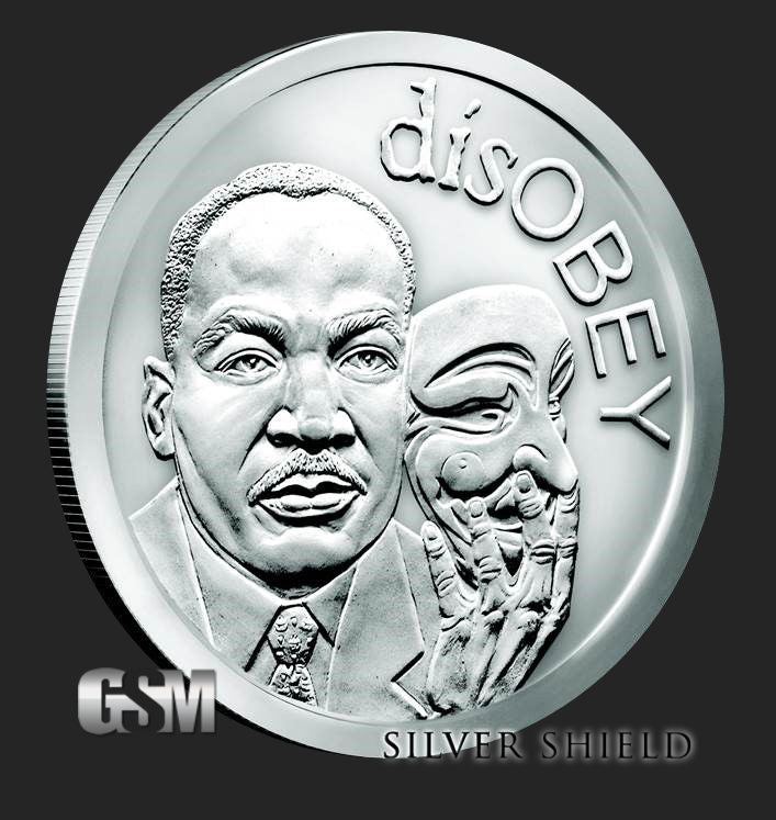 disOBEY Martin Luther King by Silver Shield, Mini Mintage - BU 1 oz .999 Silver Round