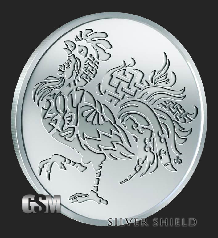 Year of the Rooster V2 by Silver Shield, Mini Mintage - BU 1 oz .999 Silver Round