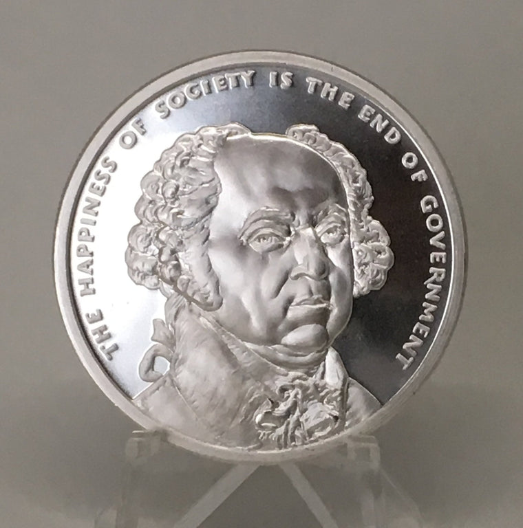 John Adams by Silver Shield, Mini Mintage - BU 1 oz .999 Silver Round