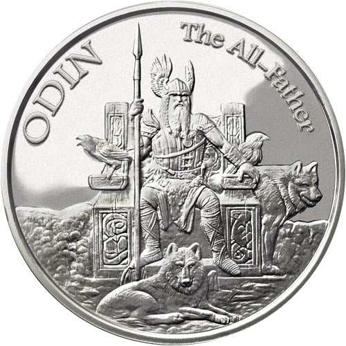 Norse Gods - ODIN by Anonymous Mint 1oz .999 Silver Round BU Finish