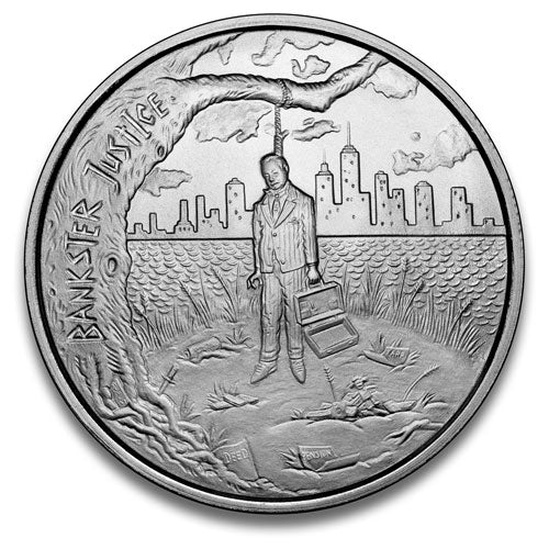 Bankers Justice - BU Finish by Crescent City Silver, 1oz .999 Fine Silver Round