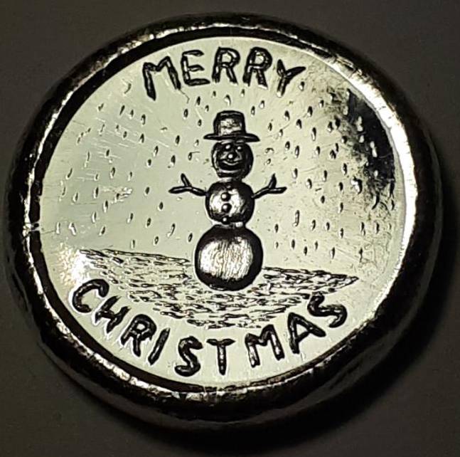 2020 Merry Christmas by Beaver Bullion 1oz Hand Poured .999 Silver