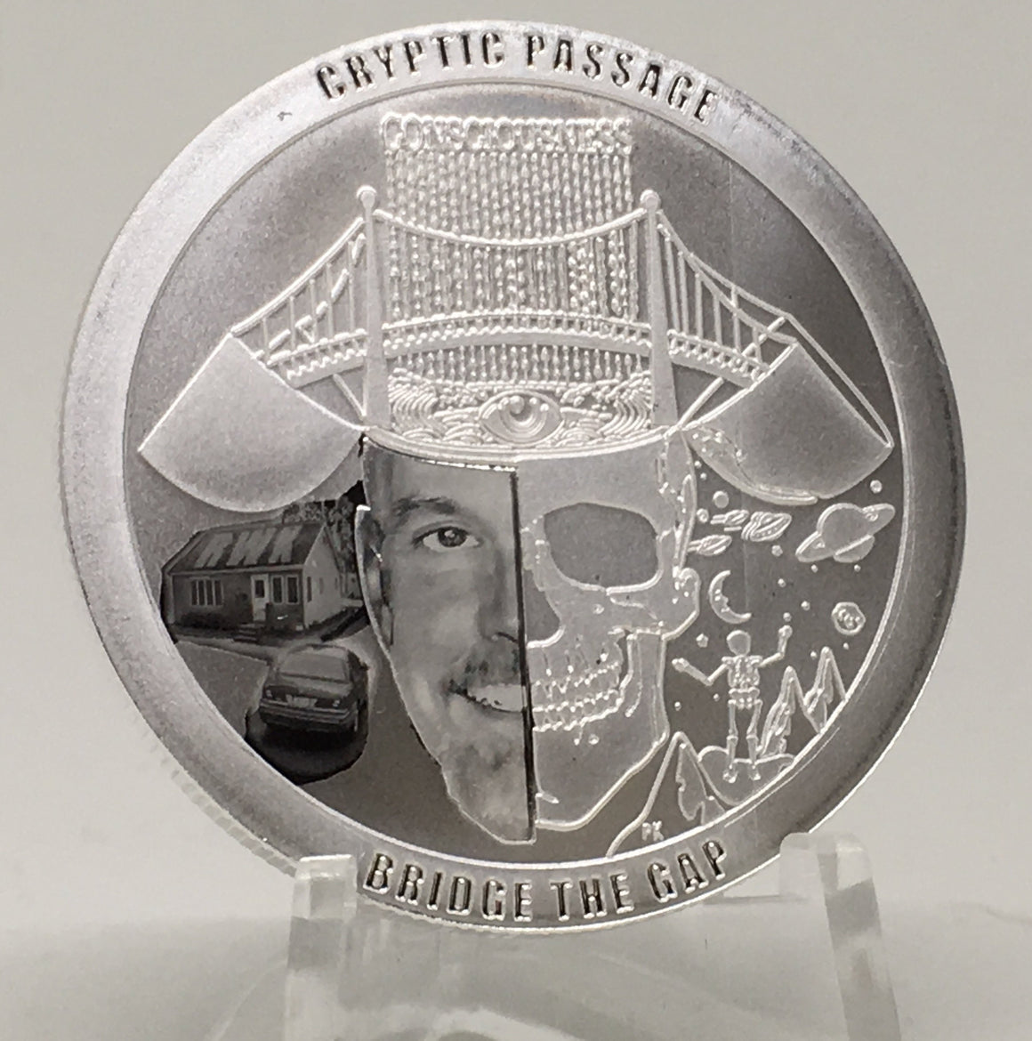 Cryptic Silver Series #2-Cryptic Passage, BU Finish by Chautauqua Silver Works, 1oz .999 Silver Round.