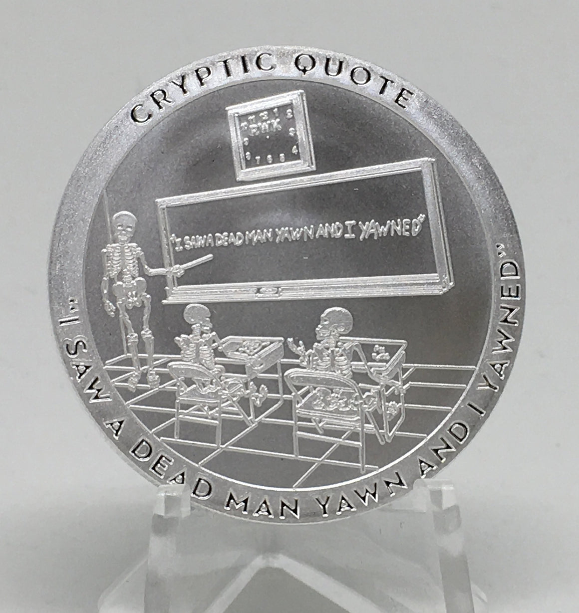 Cryptic Silver Series #1-Cryptic Quote, BU Finish by Chautauqua Silver Works, 1oz .999 Silver Round.