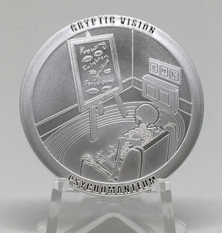 Cryptic Silver Series #7 - Cryptic Vision, BU Finish by Chautauqua Silver Works, 1oz .999 Silver Round.