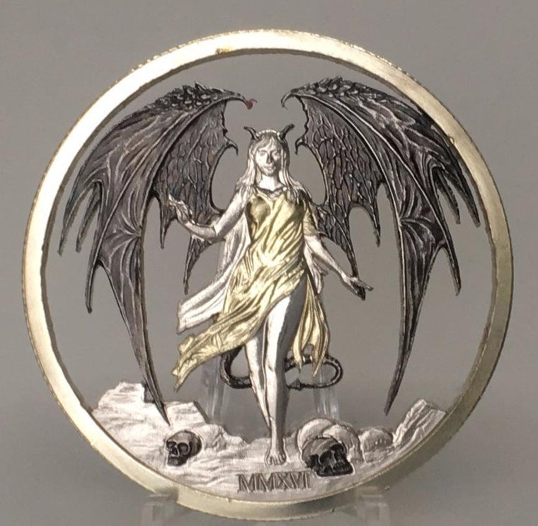 2016 Temptation of the Succubus - Custom Finish by Pheli Mint & Fire and Ice Custom Art .999 Fine Silver Round