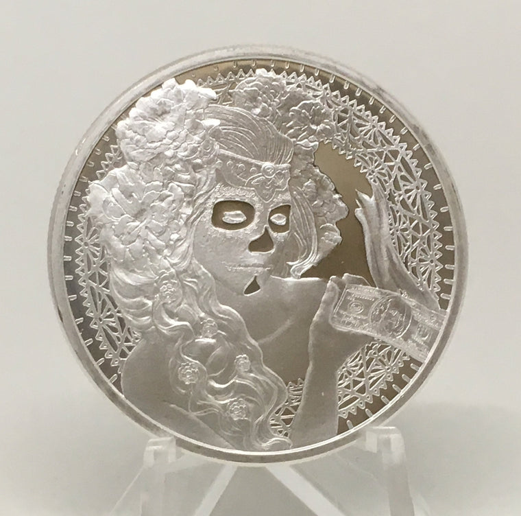 La Muerte del Dolar by Silver Shield, Mini Mintage - BU 1 oz .999 Silver Round