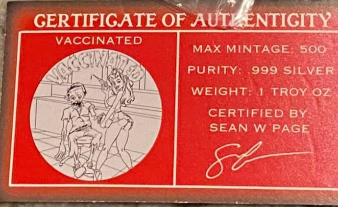 Vaccinated by Spicy Silver, 1oz .999 Silver Round